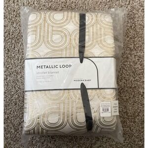 Pottery Barn METALLIC LOOP Modern Baby Stroller Blanket SHERPA Cozy 30x40 NWT